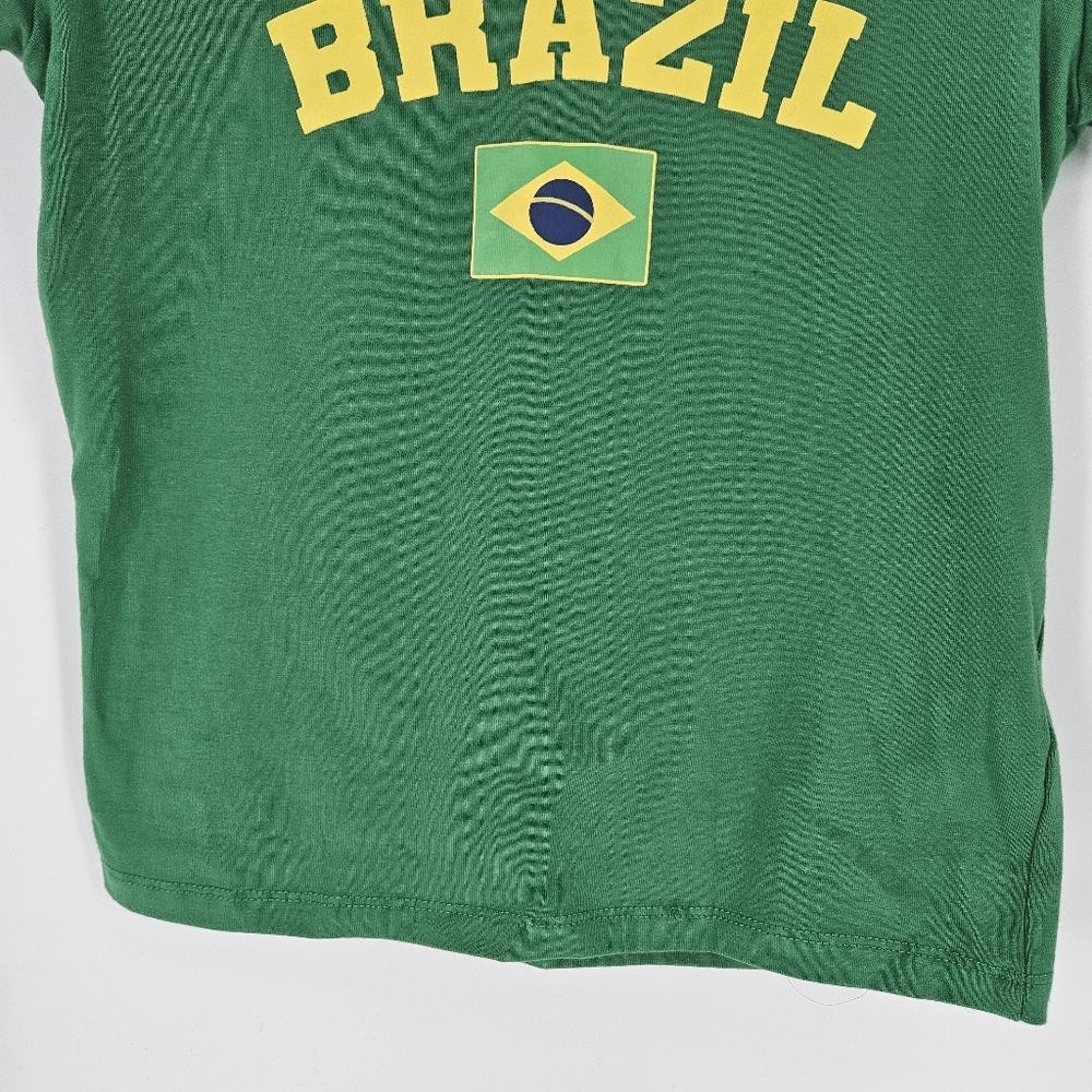 Aeropostale Green Seriously Soft Brazil Graphic Ringer Baby Tee - Picture 5 of 9